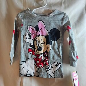 Disney Junior Minnie Mouse Shirt Long Sleeve Graphic Top‎ Gray 2T